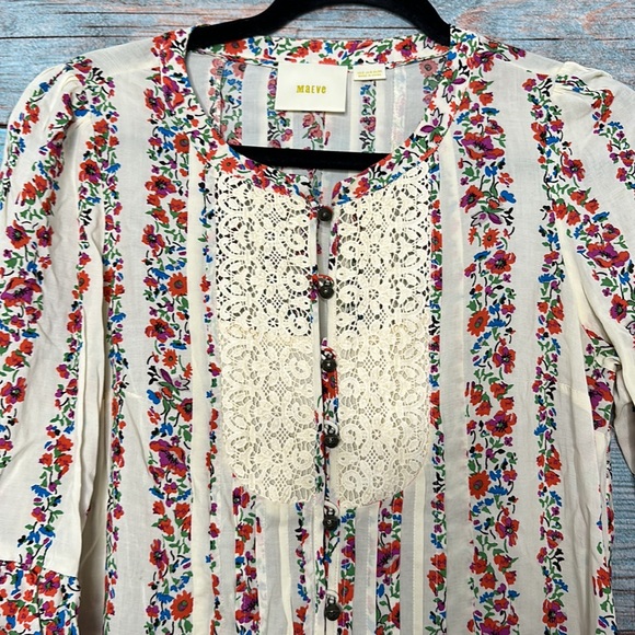 Anthropologie Maeve Floral Top Boho Chic Size 2 - Picture 4 of 7